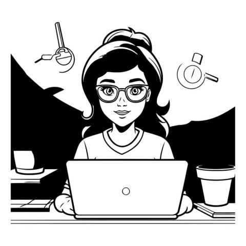 Businesswoman working with laptop and coffee cup in the office v