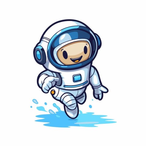 Cartoon astronaut character in space suit. Vector illustration o