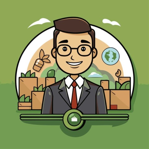 Businessman design over green background. vector illustration ep