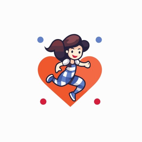 Cute girl with headphones in a heart shape. Vector illustration.