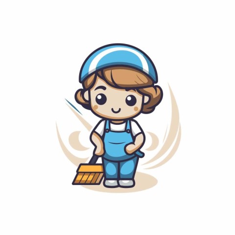 Cleaning service worker. Cleaning company. Vector illustration.