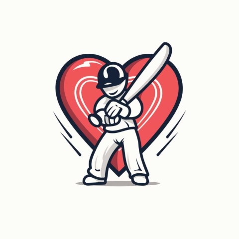 Cricket player with bat and ball in his hand. Vector illustratio