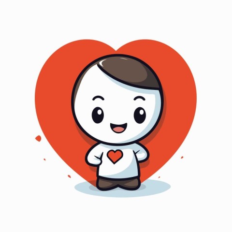 Cute boy with heart character vector illustration design. Love c