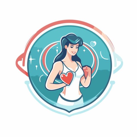 Vector illustration of a beautiful woman with heart in her hand.