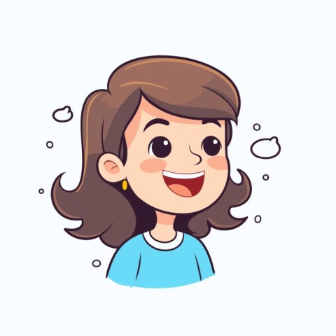 Cute little girl cartoon character. Vector illustration in a fla