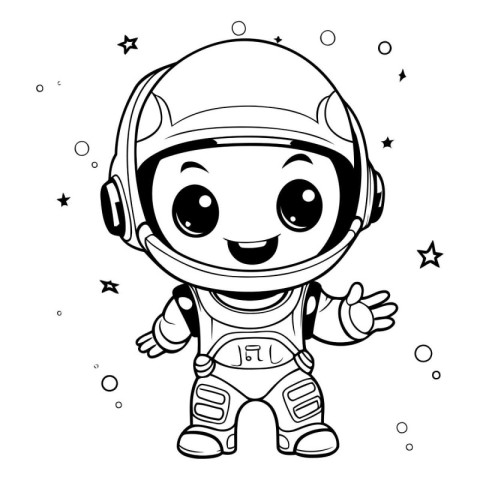 Vector illustration of Cute Cartoon astronaut boy in space suit