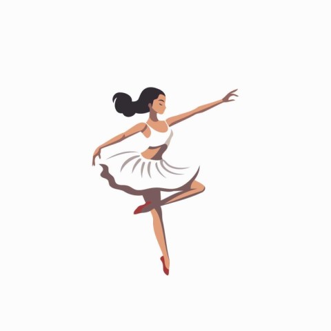 Ballerina in a white tutu. Ballet dancer. Vector illustration.