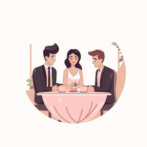 Couple in a restaurant. Vector illustration in a flat style.