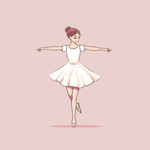 Beautiful ballerina in a white tutu. Vector illustration.