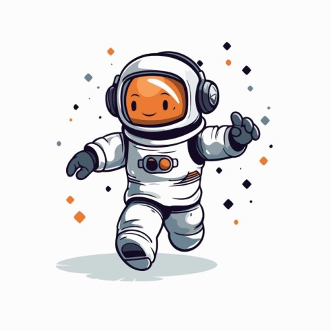 Astronaut cartoon character. Vector illustration isolated on whi