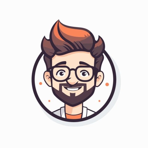 Hipster man with beard and glasses. Vector illustration in carto