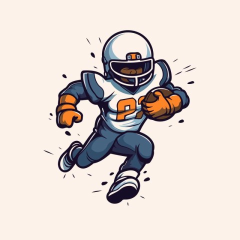 Astronaut running. vector illustration on a beige background.