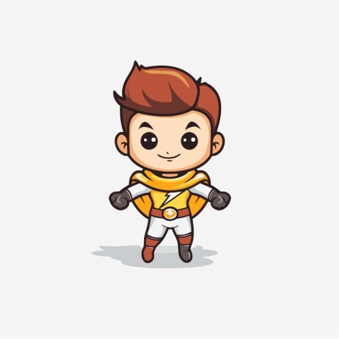 Cute Cartoon Boy Character in Superhero Costume Vector Illustrat