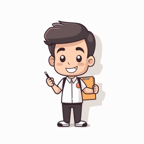 Businessman holding notebook and pen cartoon character vector il