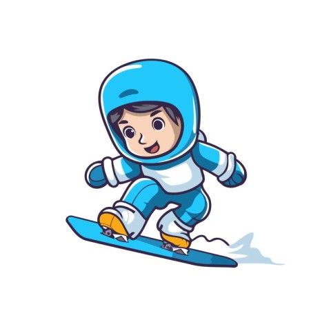 Snowboarder boy. Cartoon vector illustration isolated on white b