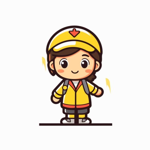 cute little boy worker cartoon character vector illustration eps