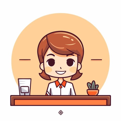 Cute girl sitting at the bar counter. Vector illustration in car