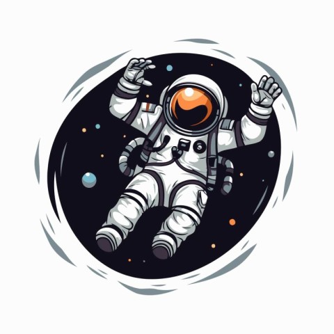 Astronaut in outer space. Vector illustration on white backgroun