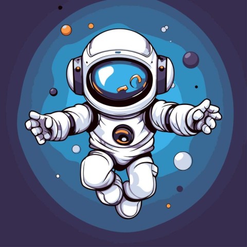 Astronaut flying in outer space. Vector illustration. Cartoon st