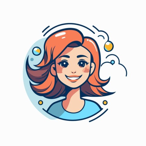 Beautiful girl with long hair. Vector illustration in cartoon st