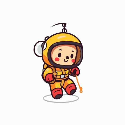 Cute astronaut cartoon on white background. Cute vector illustra