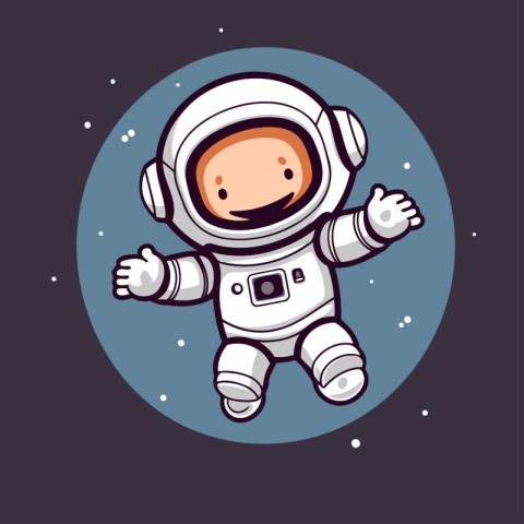 Astronaut in outer space. Cute cartoon vector illustration.