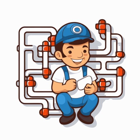 Plumber cartoon design. vector illustration eps 10. Colorful and