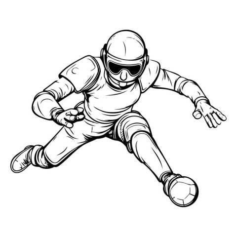 A vector illustration of a spaceman running with a soccer ball.