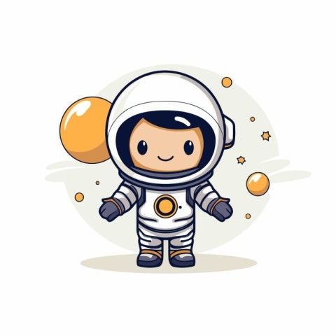 Cute little astronaut in space suit. Vector illustration isolate