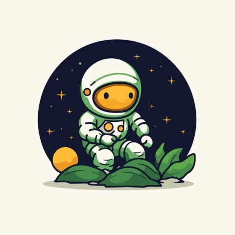 Astronaut in the moonlight. Vector illustration in cartoon style