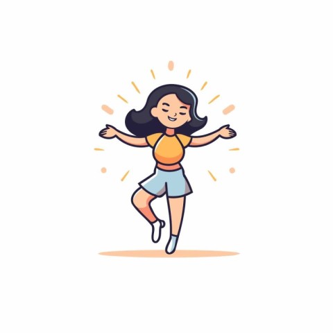 Happy woman in sportswear jumping and smiling. Vector illustrati