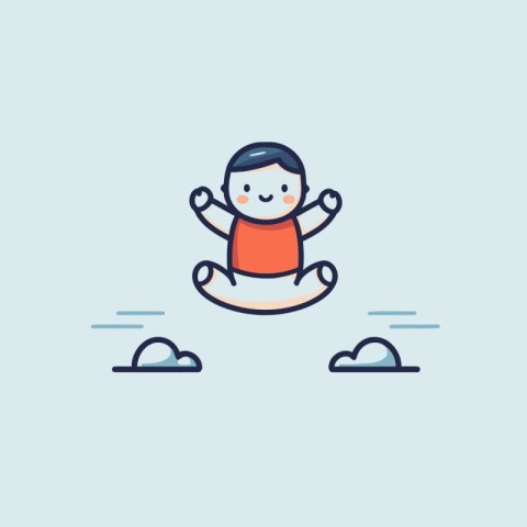 Vector illustration of little boy in yoga pose. Cute cartoon cha