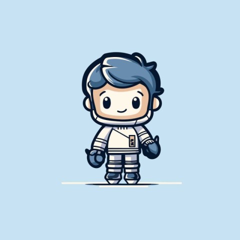 Cute astronaut boy cartoon character vector illustration. Cute a