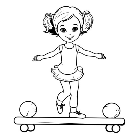 cute little girl riding skateboard cartoon vector illustration g