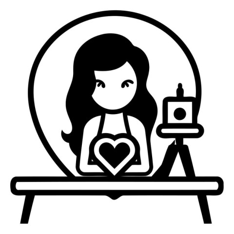 Girl blogger icon. Simple illustration of girl blogger vector ic