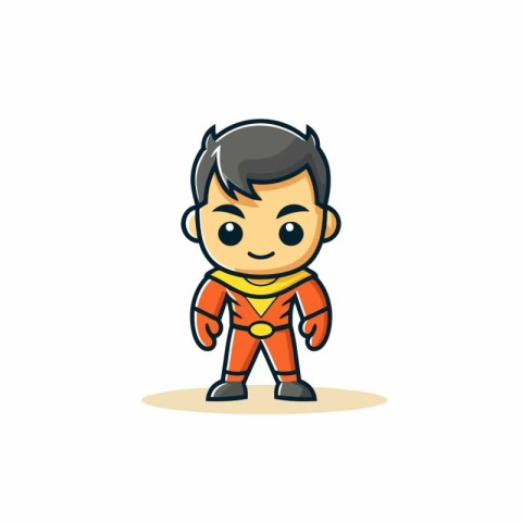 Cute cartoon superhero. Vector illustration isolated on a white