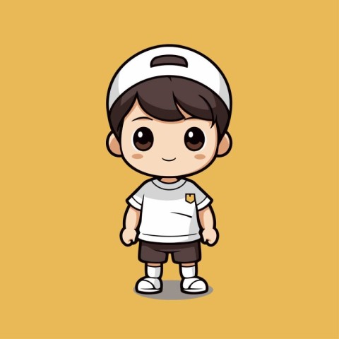 cute boy wearing sport clothes cartoon vector illustration eps 1