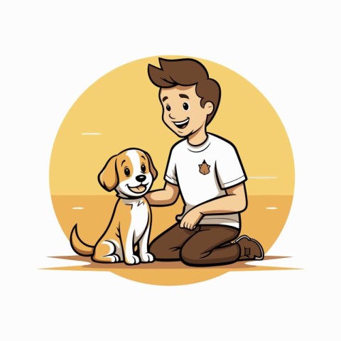 Man with a dog. Vector illustration of a man with a dog.