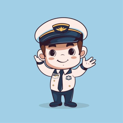 Cute pilot boy cartoon vector illustration. Cute pilot boy chara