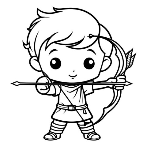 Cute Cupid Boy with Bow and Arrow Cartoon Vector Illustration