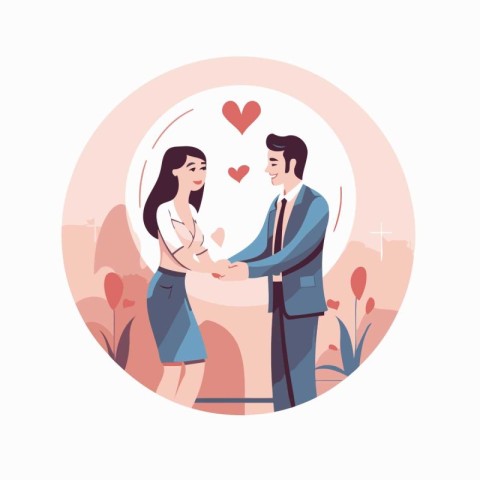 Romantic couple in love. Vector illustration in a flat style.