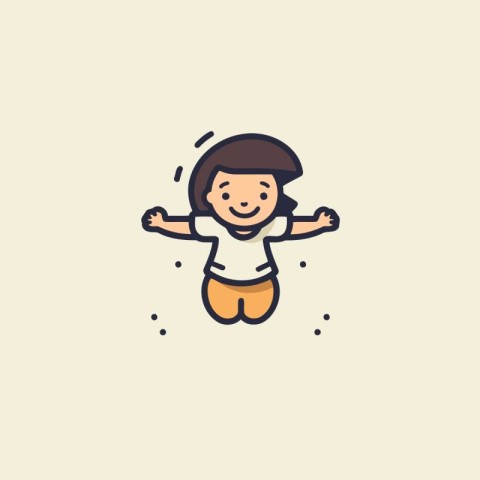 Cute little girl jumping. vector illustration in flat design sty