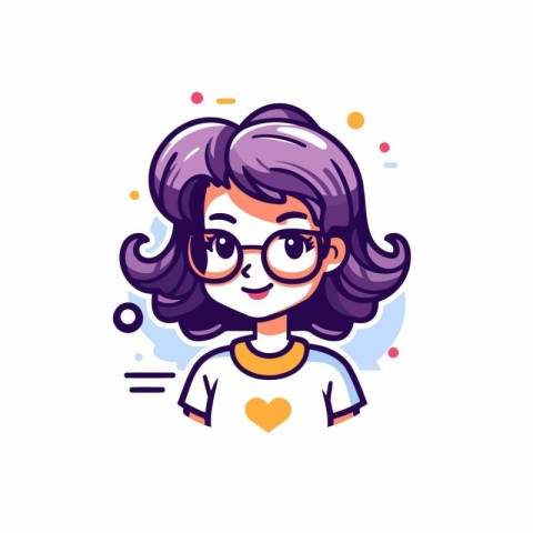 Cute girl with glasses. Vector illustration in a flat style.