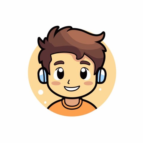 Cute boy with headphones icon. Vector illustration. eps 10