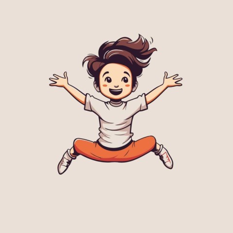 Vector illustration of a happy girl jumping isolated on a white