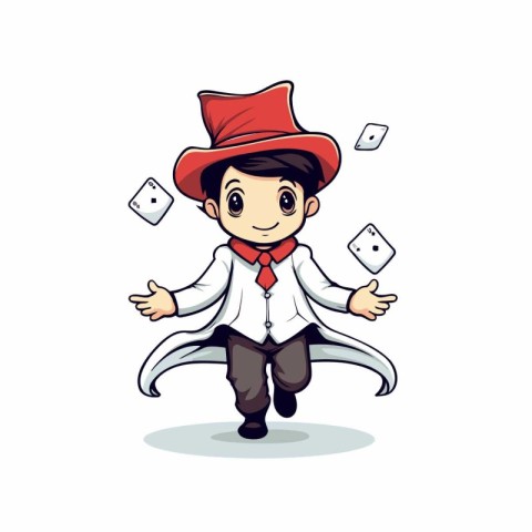 Illustration of a boy playing dice isolated on a white backgroun