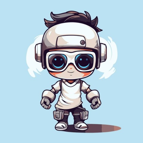 Cute Cartoon Robot Character Wearing a Spacesuit and Glasses