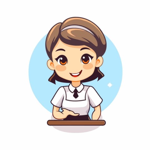 Schoolgirl cartoon character. Cute schoolgirl. Vector illustrati