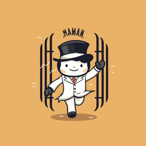 Vector illustration of a cartoon man in top hat and bowler costu