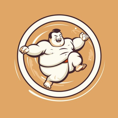 Sumo wrestler vector illustration. mascot design for t-shirt.